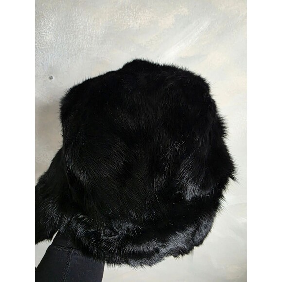 USHANKA / SHAPKA Slavic Doll Black Real Rabbit Fur Russian Trapper Hat XL main image 4